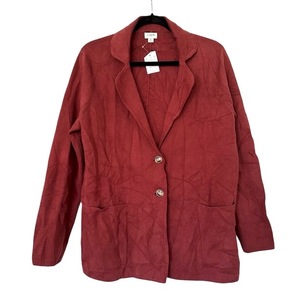 J. Crew Two Button Sweater Blazer Womens Medium New Cotton - Picture 2 of 9
